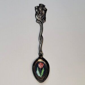 Breck's Founded 1818 Souvenir Spoon TULIPS Silver-Plated Holland 4.75" Vintage